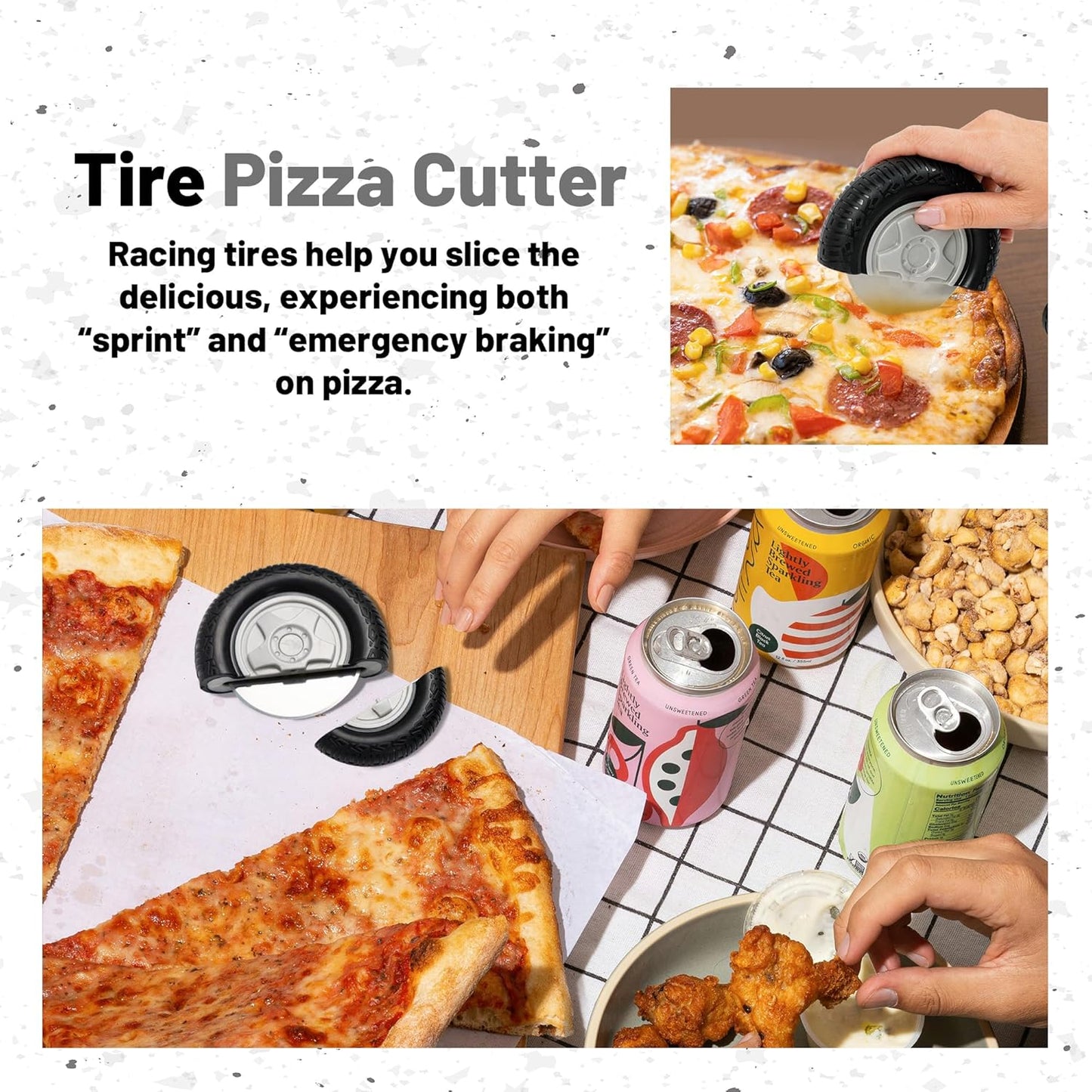 YOBRO Tire Pizza Cutter Wheel By YOBRO- Pizza Cutter, Pizza Slicer Stainless Steel, Funny Kitchen Accessories,gift for Car Lovers,White Elephant Gifts,Stocking Stuffers for Family