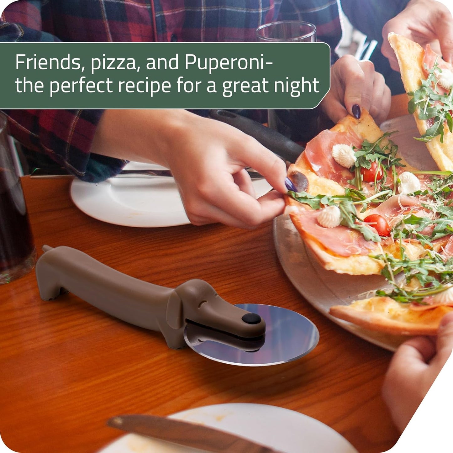 Peleg Design Puperoni Cute Pizza Cutter Wheel – Dog-Shaped Plastic Pizza Cutter Wheel with Stainless Steel Blade & Durable Plastic Handle, Fun Kitchen Gadget