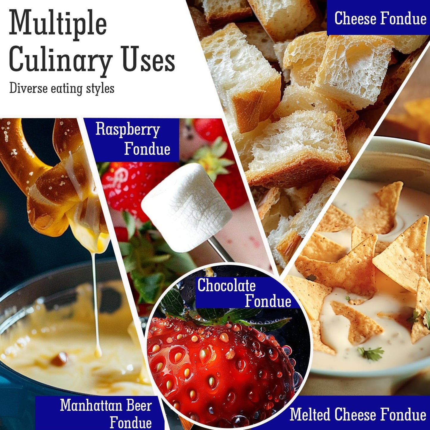 Artestia Serene Summits Swiss Design Fondue Set for Party - 2L Large Capacity Ceramic Fondue Pot Melting Cheese, Chocolate, 6 Fondue Forks, Fondue Party, Wedding Gifts