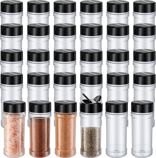 Jadive 36 Pcs 8.5 oz Plastic Spice Jars with Shaker Lids Clear Spice Bottles Plastic Seasoning Containers Empty Shaker for Kitchen Storing Herbs Seasoning Powders Pepper Dry Goods