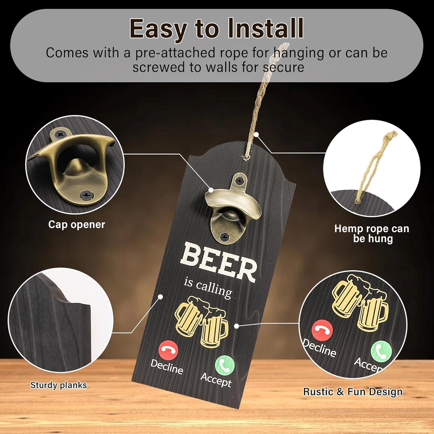 Beer Bottle Opener, Outdoor Bottle Opener wall Mounted, 4.7×11 in for Home Pub, Man Cave, Patio, Kitchen, Gift for Beer Lovers