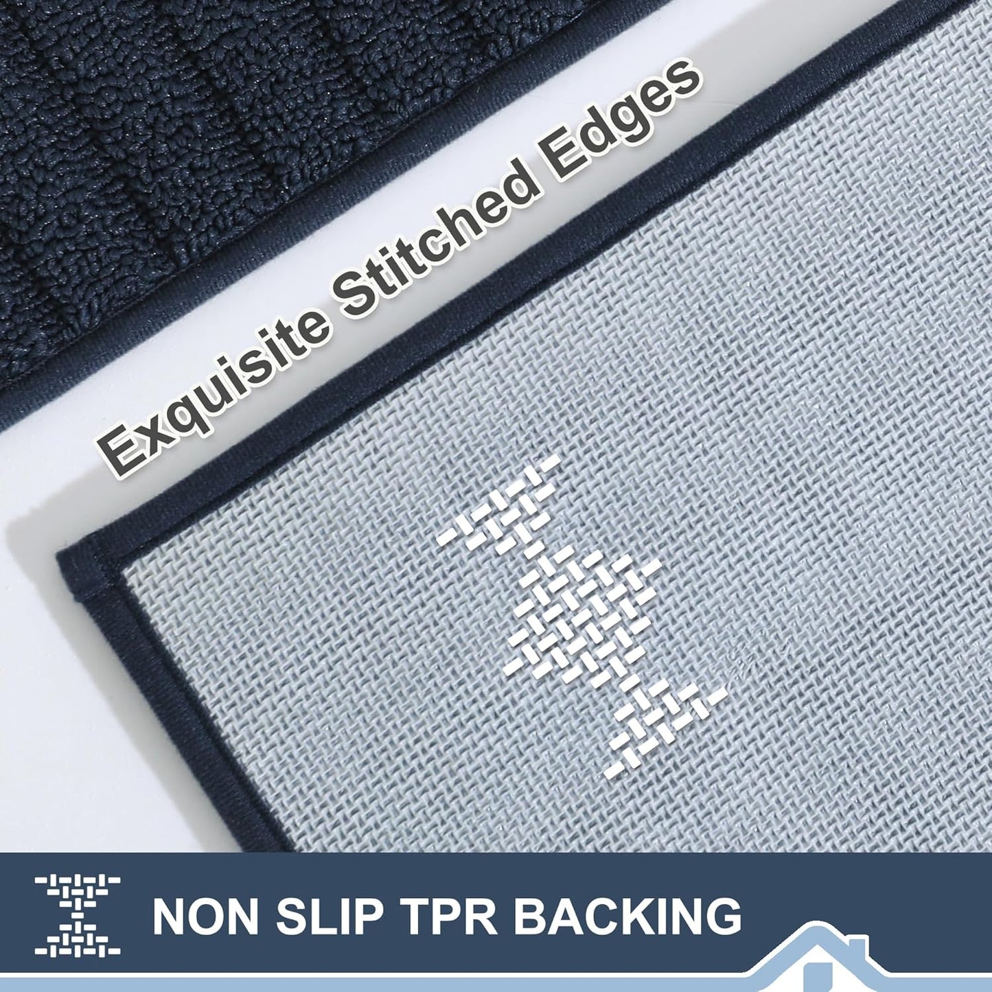 BEQHAUSE-Kitchen-Rugs-and-Mats Non Slip Kitchen Runner Rug Absorbent Kitchen Mats for Floor Machine Washable Kitchen Floor Mat,Navy Blue 24”x71”