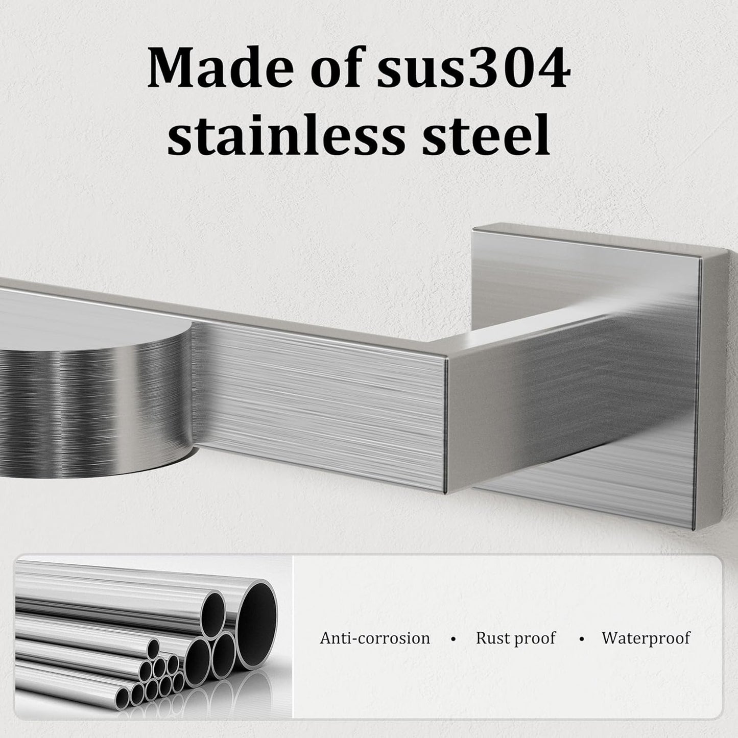 Alise Brushed Nickel Towel Bars,23.62 Inch Towel Holder Towel Racks for Bathroom and Lavatory,SUS304 Stainless Steel Hand Towel Hanger Rail Wall Mount,Useable Length 21.85 Inch Towel Bar, GYT060-LS