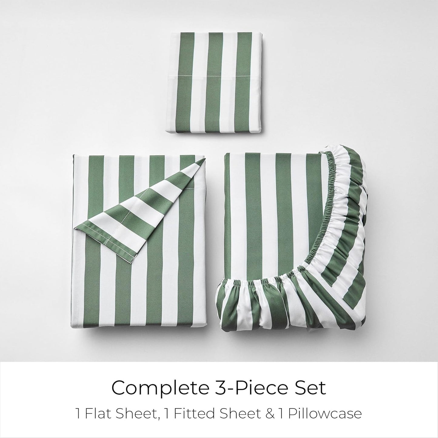 Mellanni Twin XL Sheets Set - 3 PC Iconic Collection Bedding - Hotel Luxury, Extra Soft, Cooling Bed Sheets - Wrinkle, Fade, Stain Resistant (Twin Extra Long, Oxford Stripe Sage)