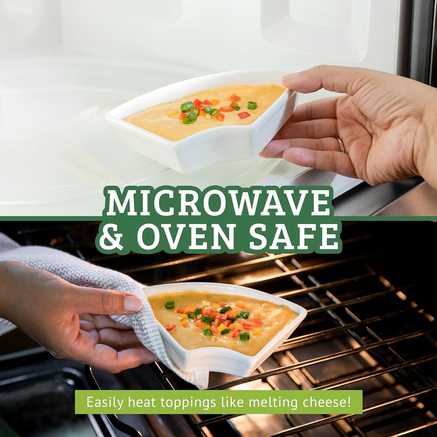 Ceramic Taco Serving Platter - Divided Serving Tray for Taco Tuesday Lazy Susan Taco Bar - Chip and Dip Serving Set for Party - Appetizer Serving Tray for Salsa, Snacks (10 in)