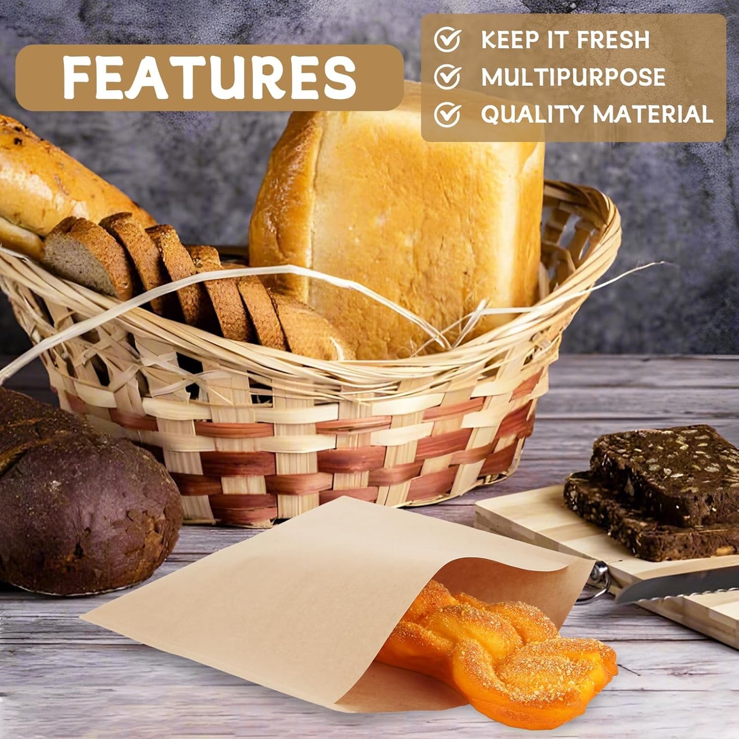 600 Pack Paper Sandwich Bags, 8x8 inch Wax Paper Bags, Greaseproof Bags Paper Cookie Bag Bakery Wax Bag for Food, Sandwich, Snacks, Cookie, Candies and More