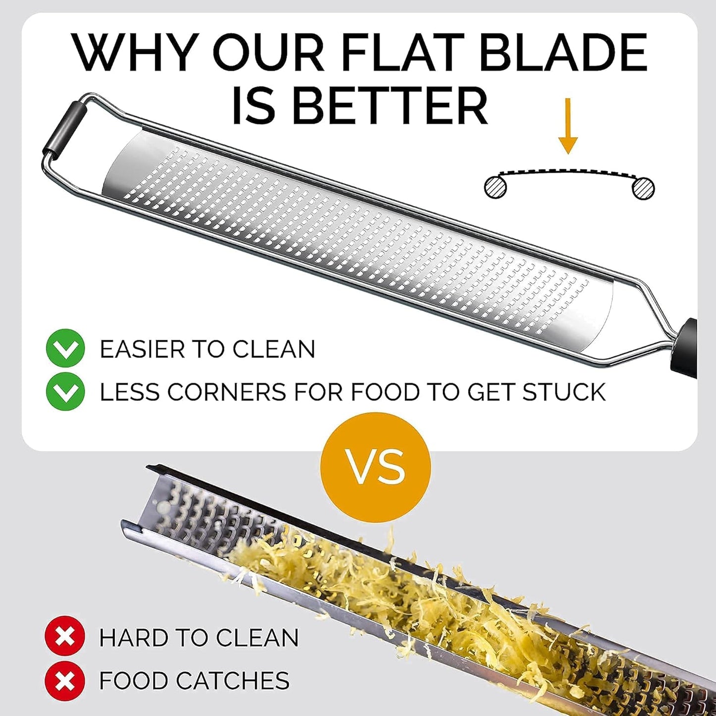 DESIGNED BY CHEFS ~ Premium Lemon Zester Grater With Perfectly Angled Teeth ~ Ideal for Citrus, Parmesan Cheese, Garlic, Vegetables and Fruits