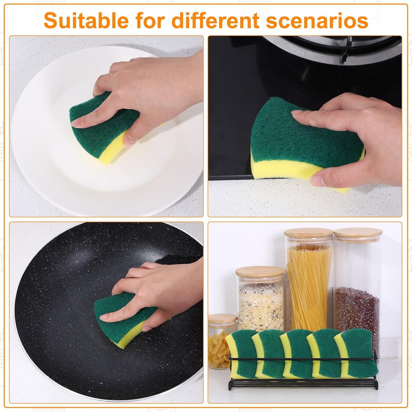 200 Pcs Individually Wrapped Sponges,Uncompressed Non Scratch Scrouing Sponges for Household Cleaning Dishes Kitchen Airbnb Apartment Car Bike