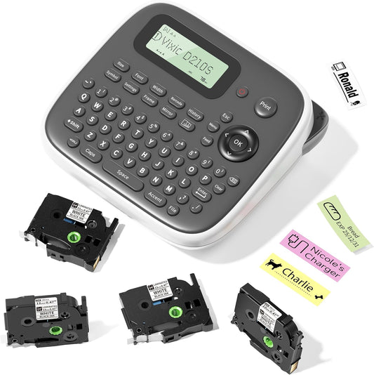 Label Makers, Label Maker Waterproof-Labels, D210S Label Maker Machine with Tapes, Portable Label Machine with Keyboard Powered by Type-C, Handheld Labeler Machine for School Office Organization