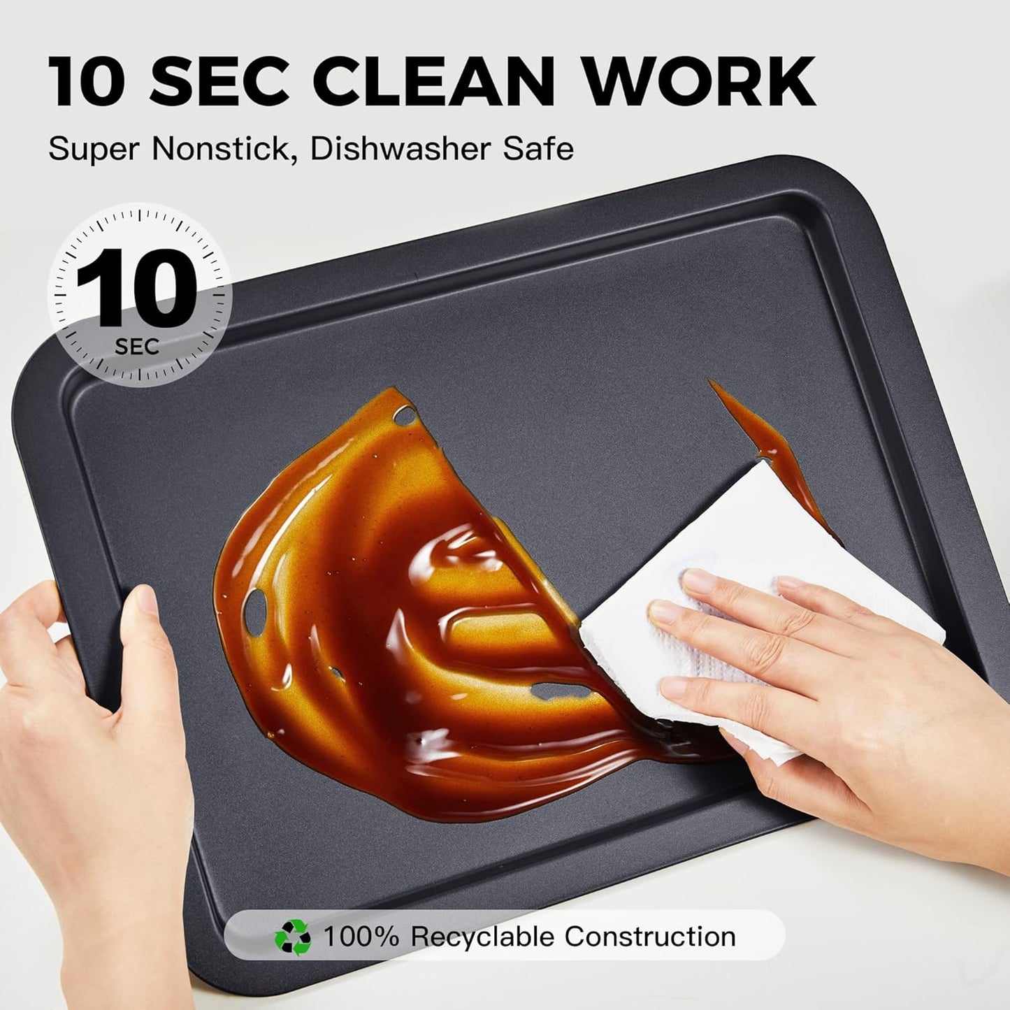 HONGBAKE Nonstick Cookie Sheets for Baking, Baking Sheet for Oven with Wider Grip, 17x11.5 in Half Sheet Pan, Commercial Cooking Tray