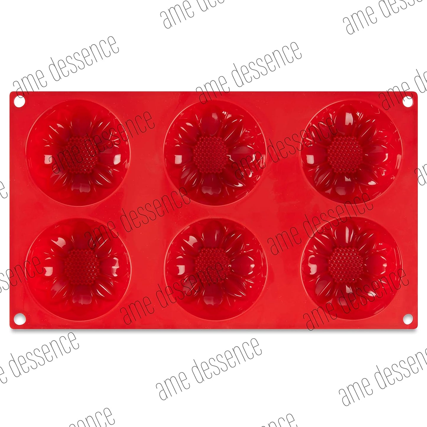 AME D'ESSENCE Sunflower Shaped Silicone Baking Mold - Non-Stick, Flexible, 6-Cup Capacity (3.89 oz), Reusable and Food-Grade - Perfect for Cupcakes, Muffins, and More!