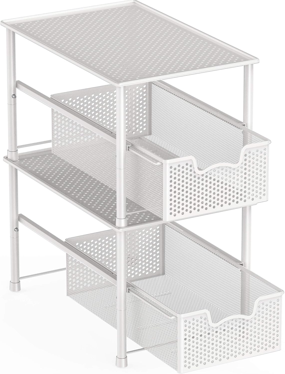 Simple Houseware Stackable Under Sink Cabinet Sliding Basket Organizer Drawer, White
