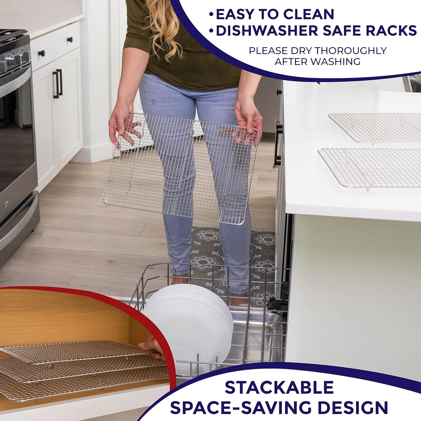 KITCHENATICS Half Sheet Cooling Racks for Cooking and Baking, Stainless Steel Wire Rack for Baking Sheet, Bacon Rack for Oven, Heavy-Duty Wire Cookie Cooling Rack fits Half Sheet Pan, 11.8 x 16.9 IN