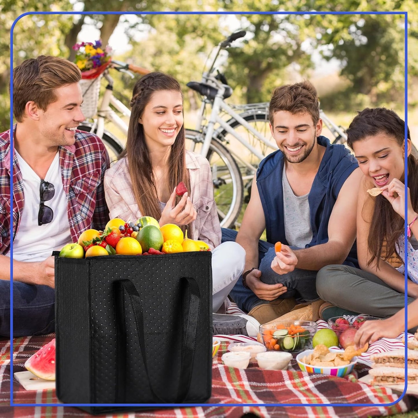 Paterr 4 Pcs Insulated Grocery Bags Large Reusable Insulated Cooler Bags with Zipper Top Shopping Totes for Hot or Cold Food