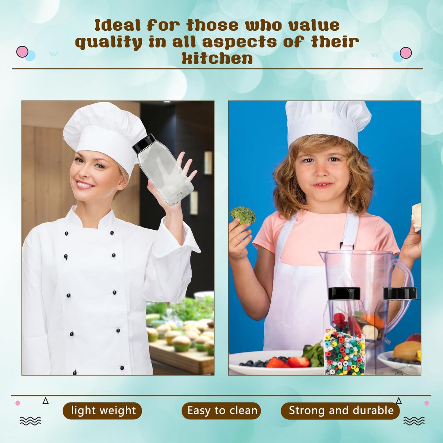 32 Pack 16 oz Plastic Spice Jars with Cap Clear Empty Square Spice Bottle with Shaker Lids Large Empty Seasoning Containers for Storing Spice Salt Seasoning