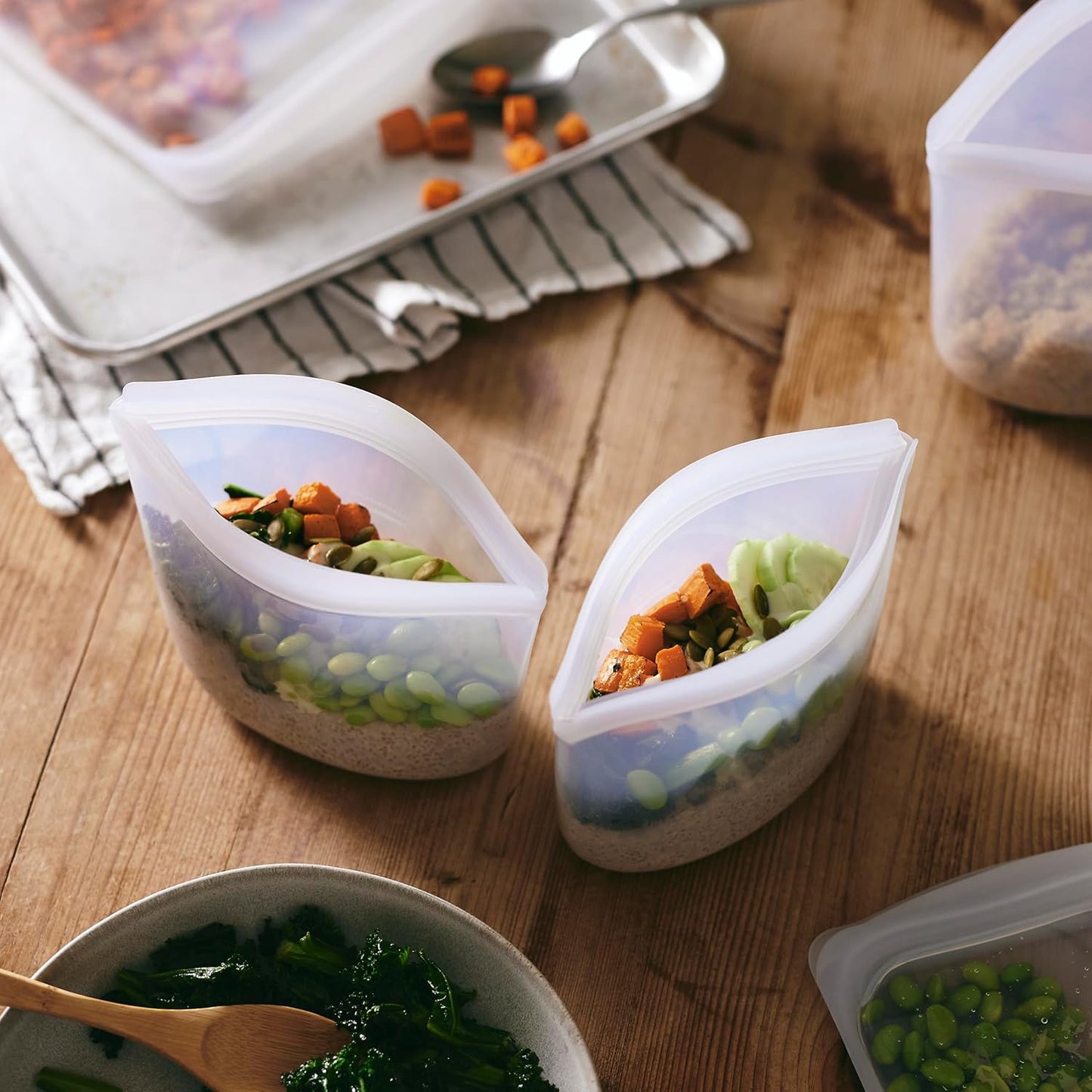 Stasher Premium Silicone Reusable Food Storage Bowl, Clear, Microwave, Sous Vide, Dishwasher, Oven and Freezer Safe, BPA Free, Leak-free, Eco-friendly, 2-Cup Bowl