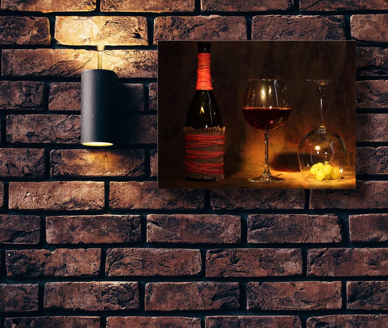 Looife Kitchen Still Life Canvas Wall Art, 18x12 Inch Gallery Wrapped Wine Bottle Picture Prints Wall Decor, Food Art Deco for Dining Room and Bar Wall Decoration