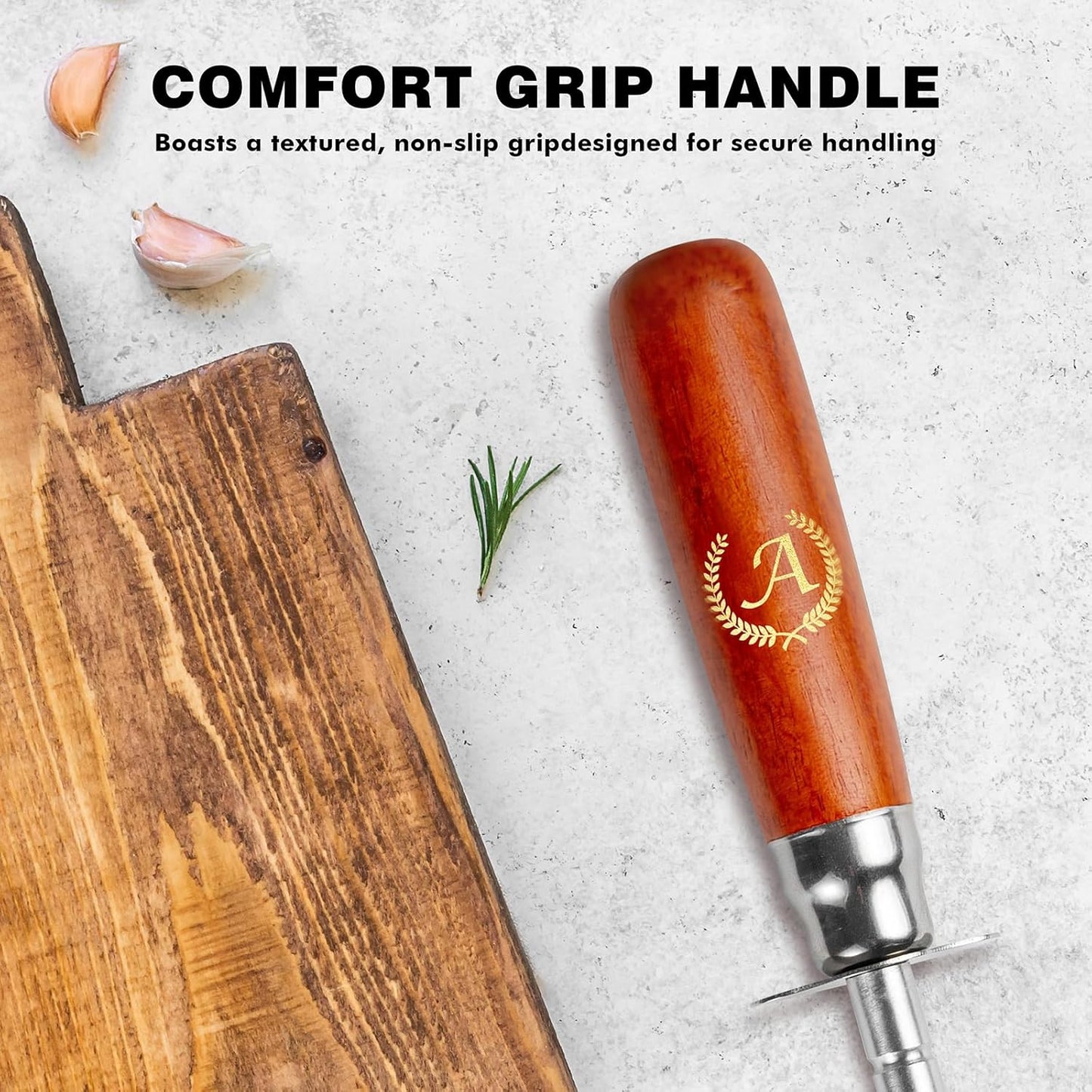 Knife Sharpener Rod, Kitchen Knives Sharpener Carbon Steel Professional Knife Sharpening Steel, Honing Rod with Hanging Holes (13 inches), A