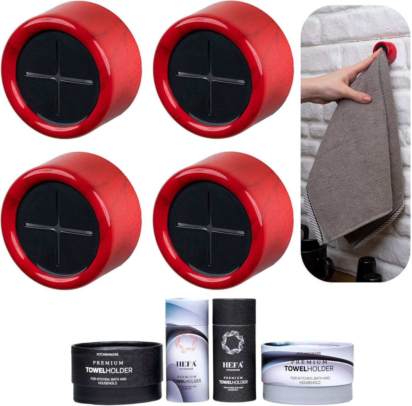 HEFA Towel Holder, Towel Hooks, Dish Towel Holder, Kitchen Organization, Bathroom Accesories, Kitchen Towel Hook, Kitchen Towel Holder, Christmas Gift, Kitchen Gadgets 4 Pack