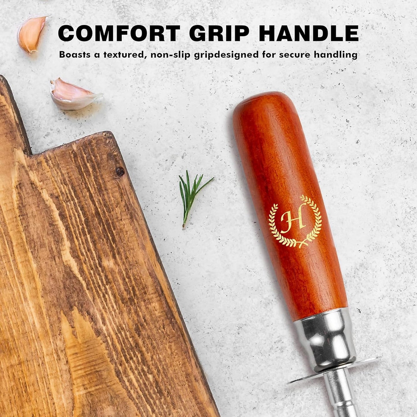 Knife Sharpener Rod, Kitchen Knives Sharpener Carbon Steel Professional Knife Sharpening Steel, Honing Rod with Hanging Holes (13 inches), H