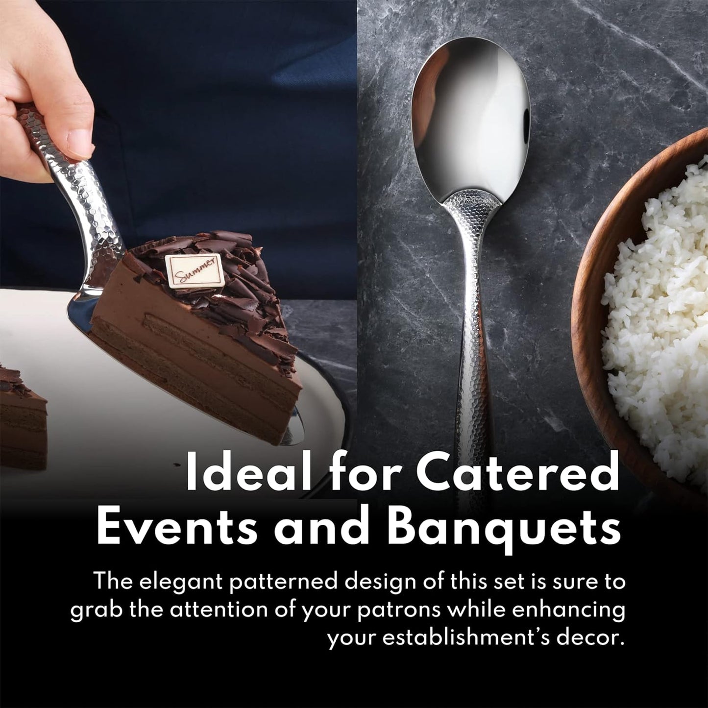 New Star Foodservice Mars Collection, Stainless Steel, Hammered Handle Slotted Spatula, 14.4-Inch, 7.2 Ounces