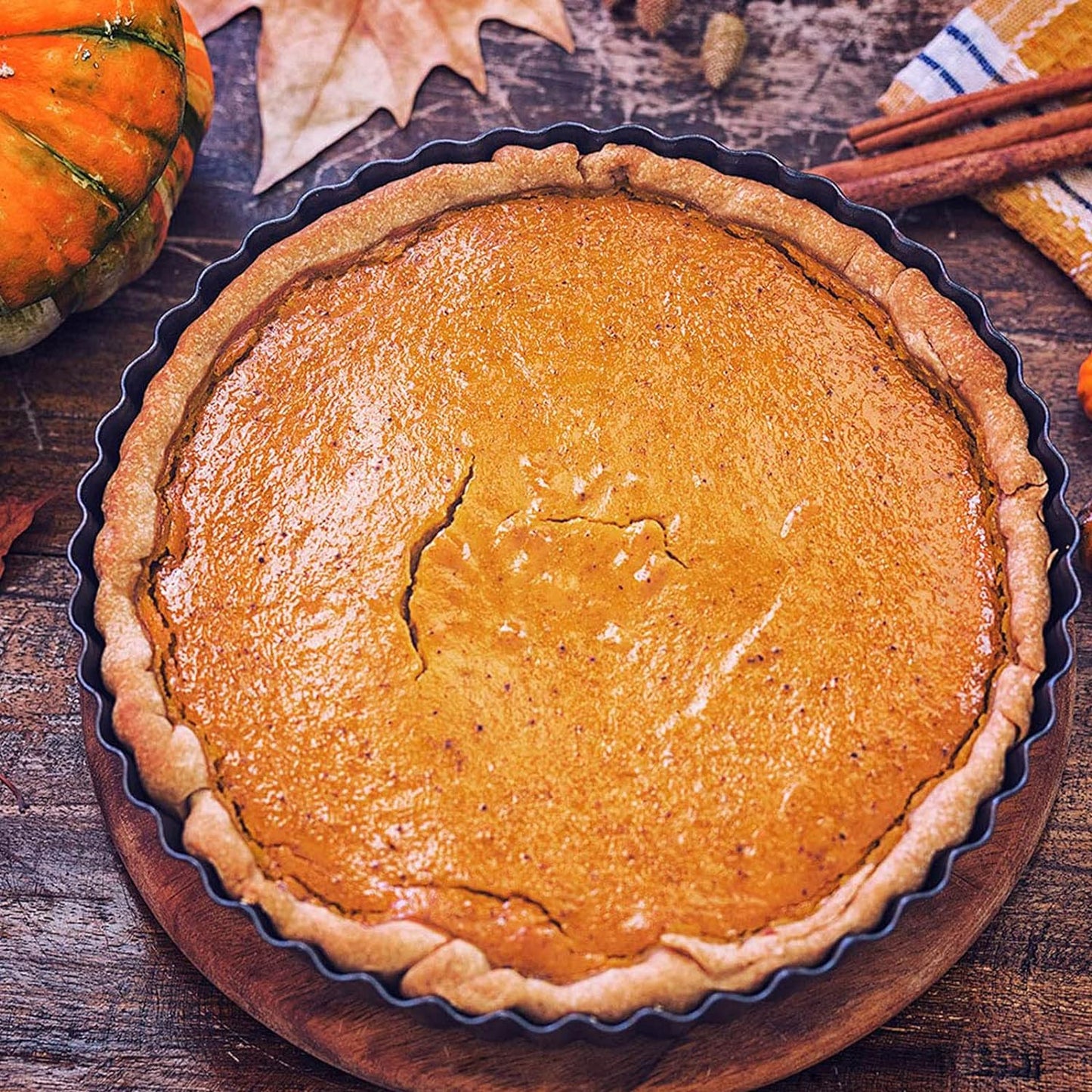 2 Pack Nonstick Tart Pan, Quiche Pan, Carbon Steel Deep-dish Pie Pan with Removable Loose Bottom (9.4 In)