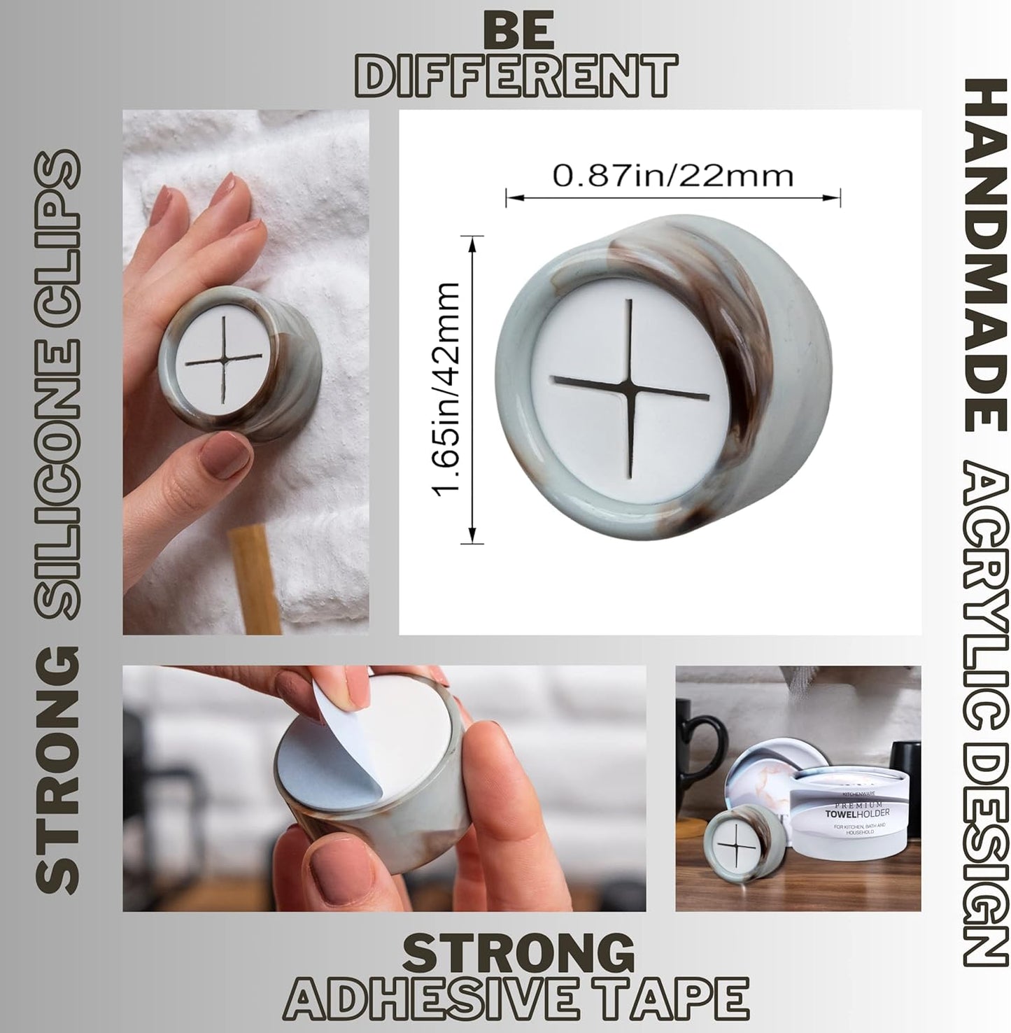 HEFA Towel Hooks - 8 Pack Eco Kitchen Organization - Hand & Dish Towel Holder