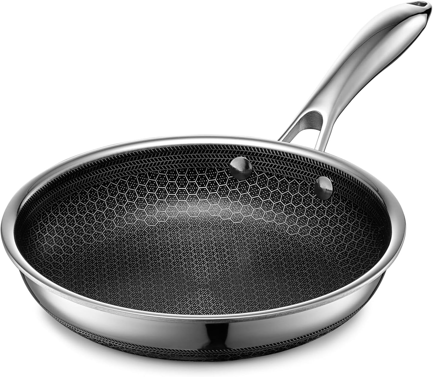 HexClad Hybrid Nonstick 8-Inch Frying Pan, Stay-Cool Handle, Dishwasher-Friendly, Oven-Safe Up to 900°F, Induction Ready, Compatible with All Cooktops