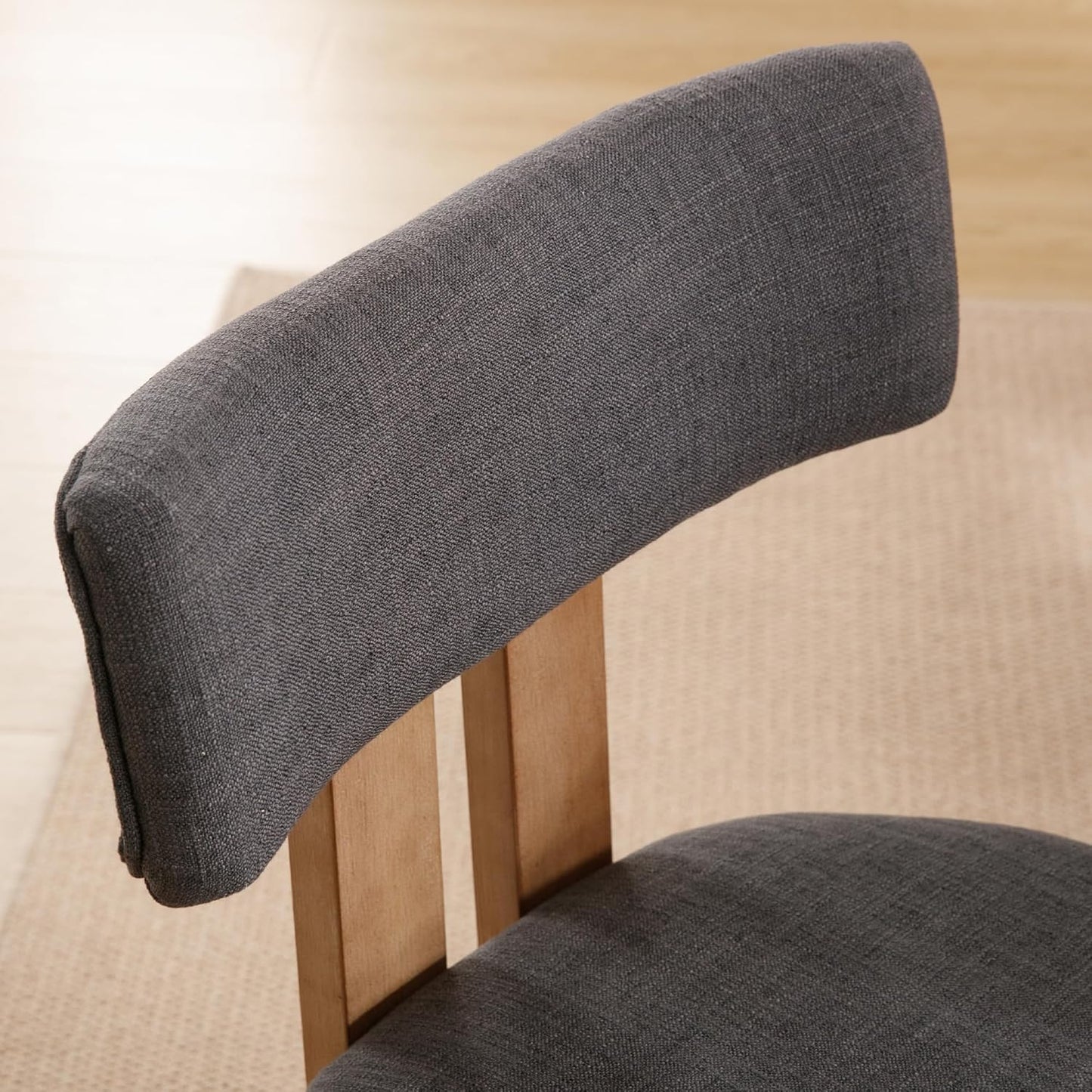 chairus Dining Chairs Set of 2 Linen Fabric Diner Chairs Farmhouse Wood Chairs for Kitchen and Dining Room, Black