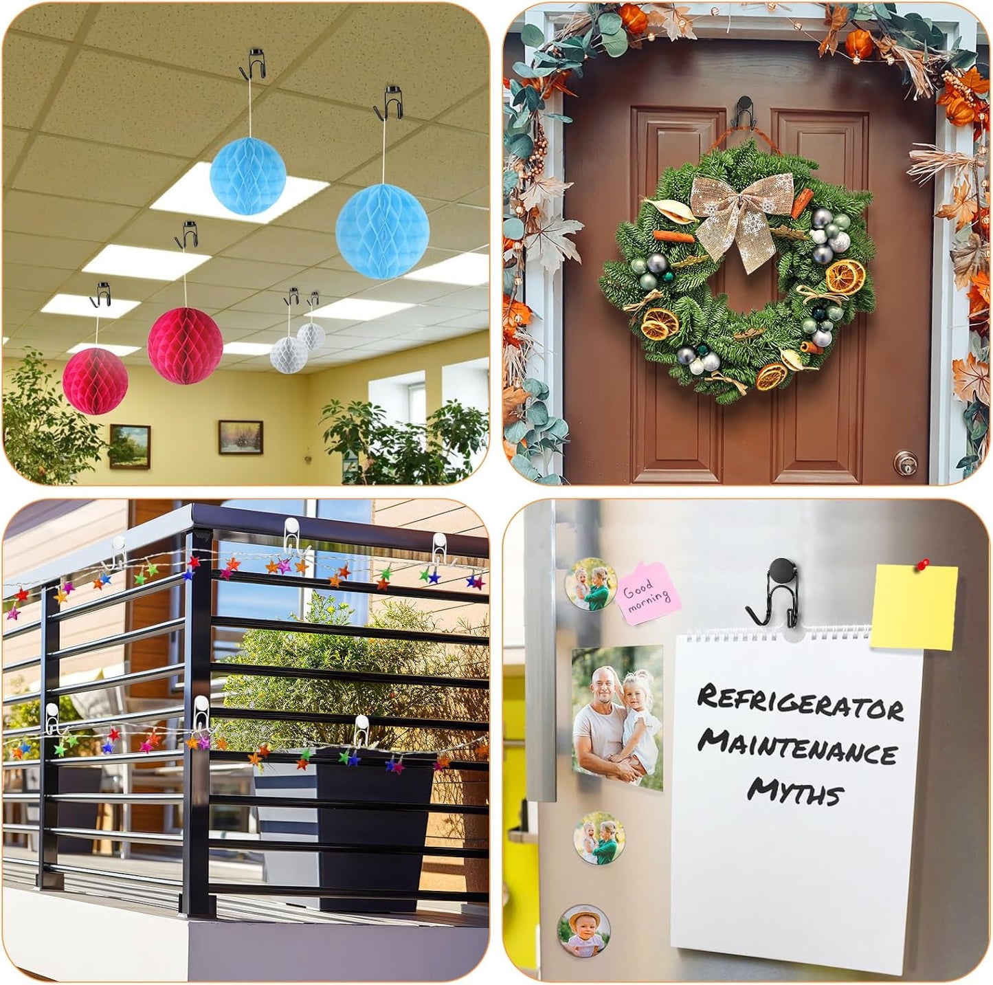 Magnetic Hooks 304 Stainless Steel Hooks Heavy Duty Magnets Hanging Hooks for Refrigerator Grill Toolbox Outdoor,Cruise Essentials Camper Accessories,4pack(Black,1.1in-2 40Lbs)