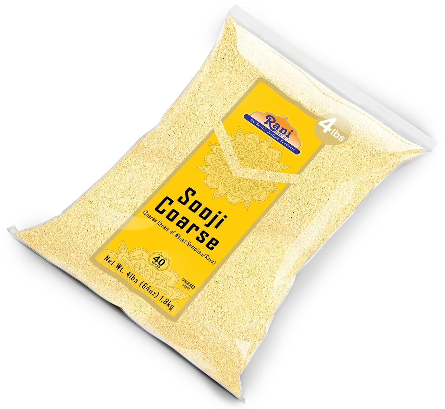 Rani Sooji Coarse (Farina, Suji, Rava, Rawa, Wheat Semolina) Flour 64oz (4lbs) 1.81kg Bulk ~ All Natural | Vegan | NON-GMO | Indian Origin