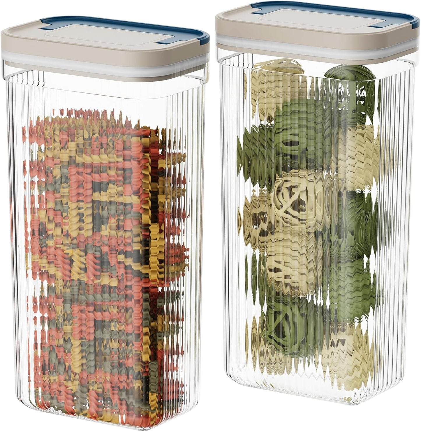 2 PACK 3.2L Food Storage Containers with Airtight Lids, 12" Tall Jar Food Container, BPA Free, Dry Food Storage for Pasta, Spaghetti, Cereal, Flour Pantry Organization, Cream