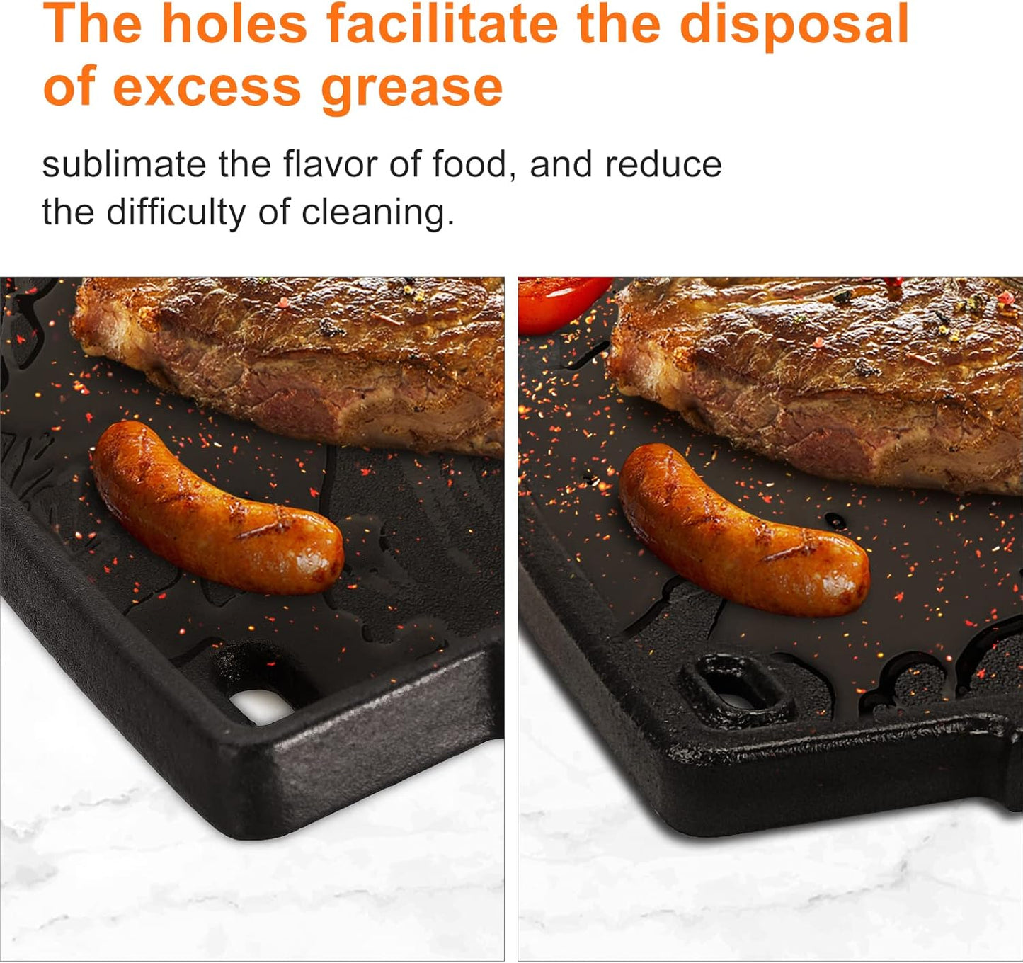 Utheer 6558 Cast Iron Griddle for weber Q1200 Q1000 Series Gas Grills, 12.6 x 8.6 inch Cooking Griddle Plate Replacement Parts for Q100 Q120 Q140 Q1400 Series Gas Grills Accessories