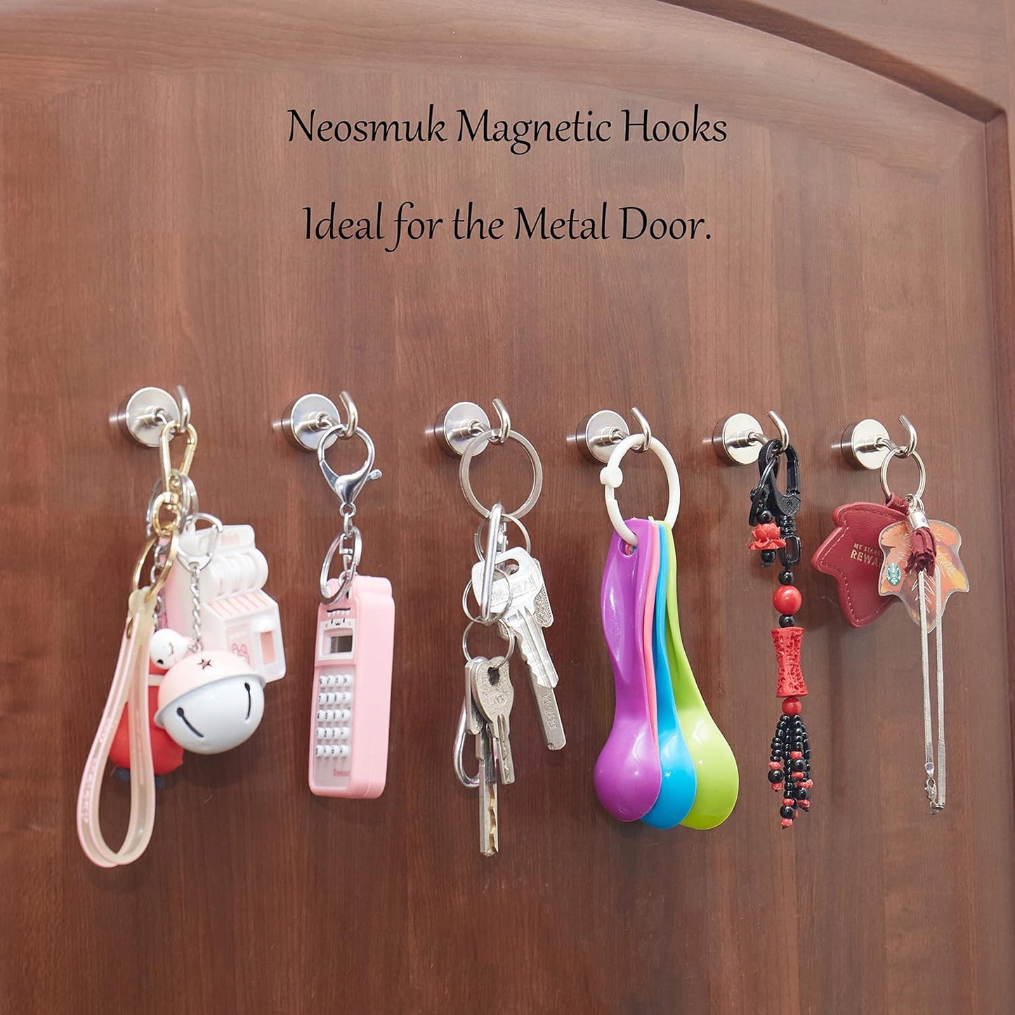 Neosmuk Magnetic Hooks, Heavy Duty Earth Magnets with Hook for Refrigerator, Extra Strong Cruise Hook for Hanging, Magnetic Hanger for Cabins, Grill (Silvery White, Pack of 10)