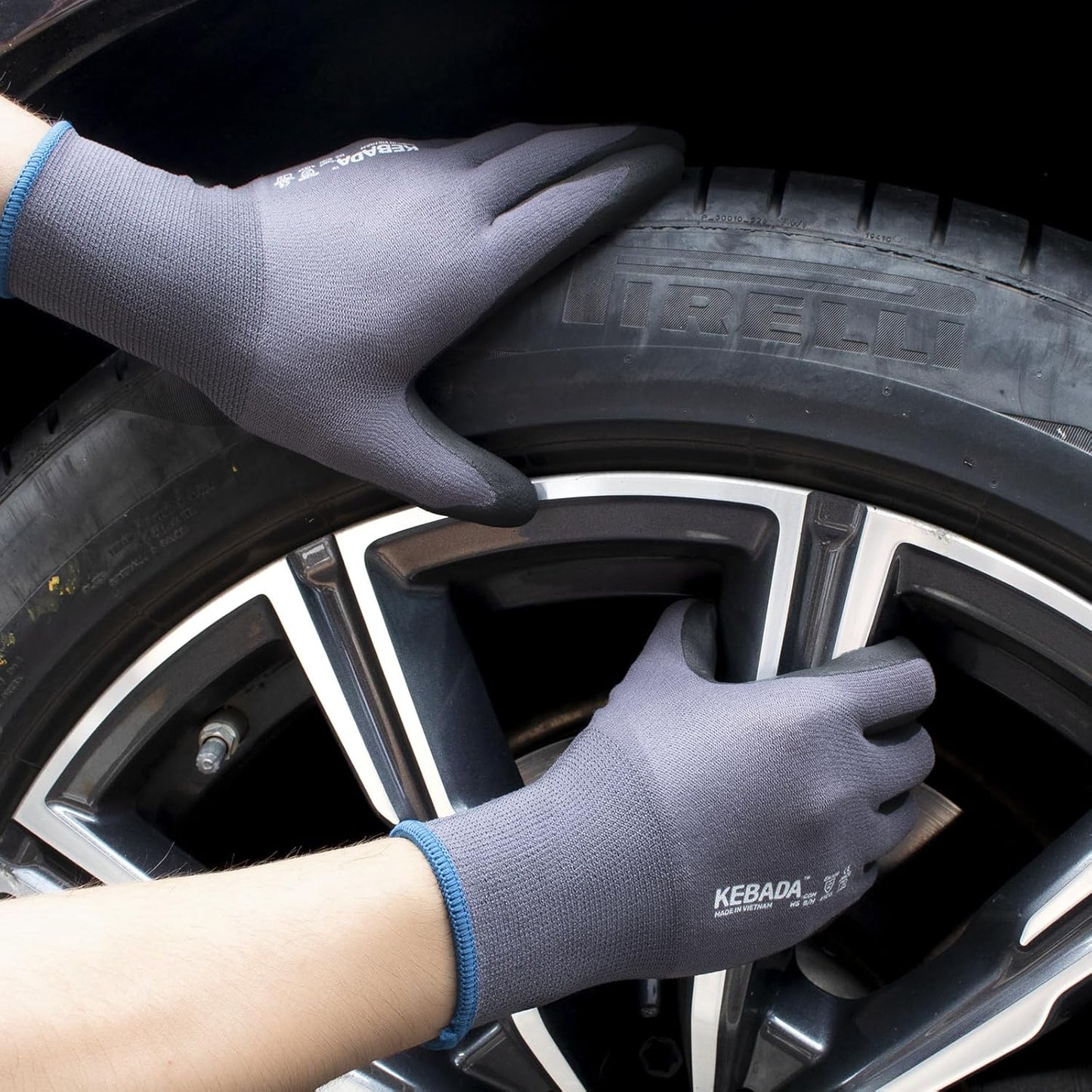 Kebada Work Gloves for Men and Women, Foam Nitrile Coated Safety Gloves with Grip, Ideal for Warehouse Package Handling, Gardening, Mechanic and Construction, Medium