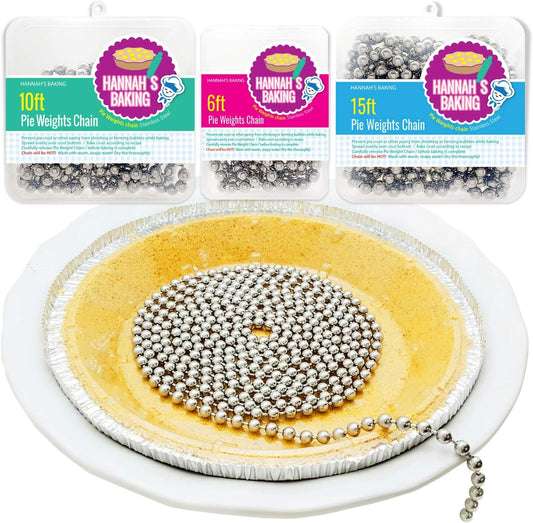 Durable Baking Supplies: Stainless Steel Chain Pie Weights, Reusable and Easy to Clean, Odorless, Safe Pie Weights for Pie Crusts, Oven Safe Baking Beads (6 feet)