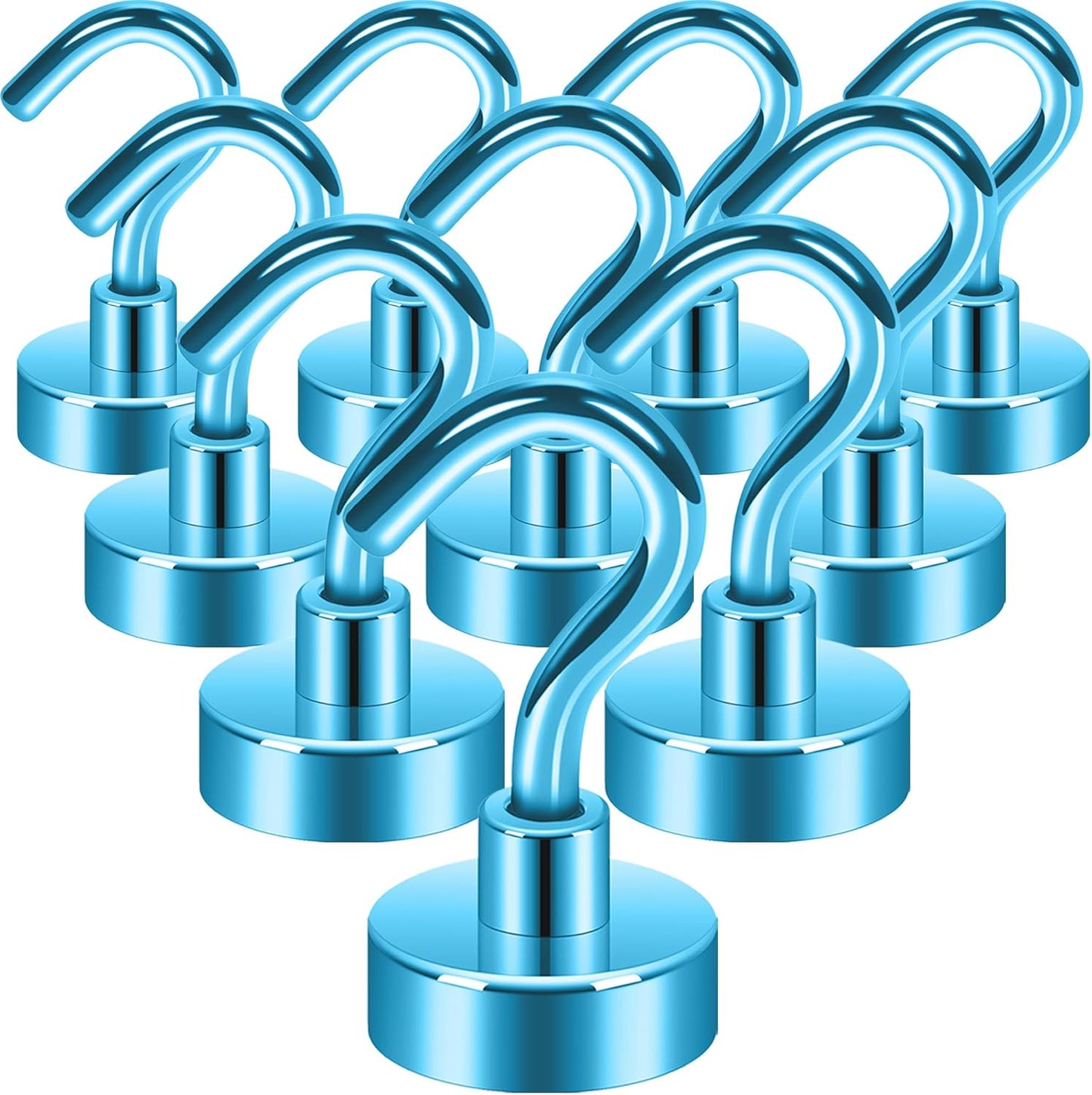 Neosmuk Magnetic Hooks,30lb+ Heavy Duty Earth Magnets with Hook for Refrigerator, Extra Strong Cruise Hook for Hanging, Magnetic Hanger for Cabins, Grill (Blue, Pack of 10)