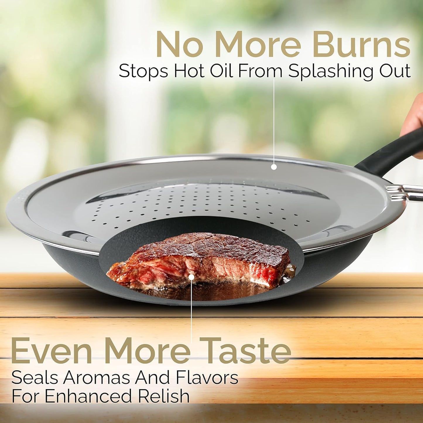 LUCETE Stainless Steel Splatter Screen 11" – Hot Grease Splatter Screen for Frying Pan - Oil Splash Guard - Protect your Skin from Burn & Keep Your Kitchen Cleaner (11inch)