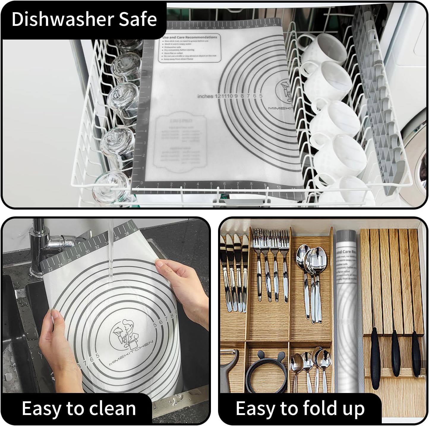 Silicone Baking Mat with Measurement, Non Stick Silicone Pastry Mat for Dough Rolling, Silicone Mat for Baking Macaron Pizza Cookies Pie Crust Oven, Silicone Bread Mat