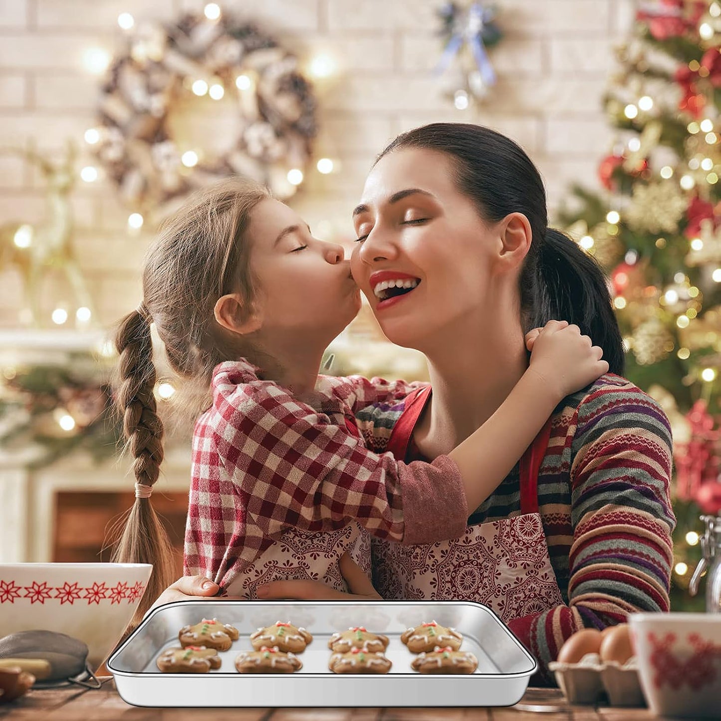 Baking Sheet with Cooling Rack Set [2 Sheets + 2 Racks], Deedro Stainless Steel Cookie Sheet Baking Pan Half Sheets Oven Tray with Rack, 10 x 8 x 1 Inch, Heavy Duty, Non-toxic, Dishwasher Safe