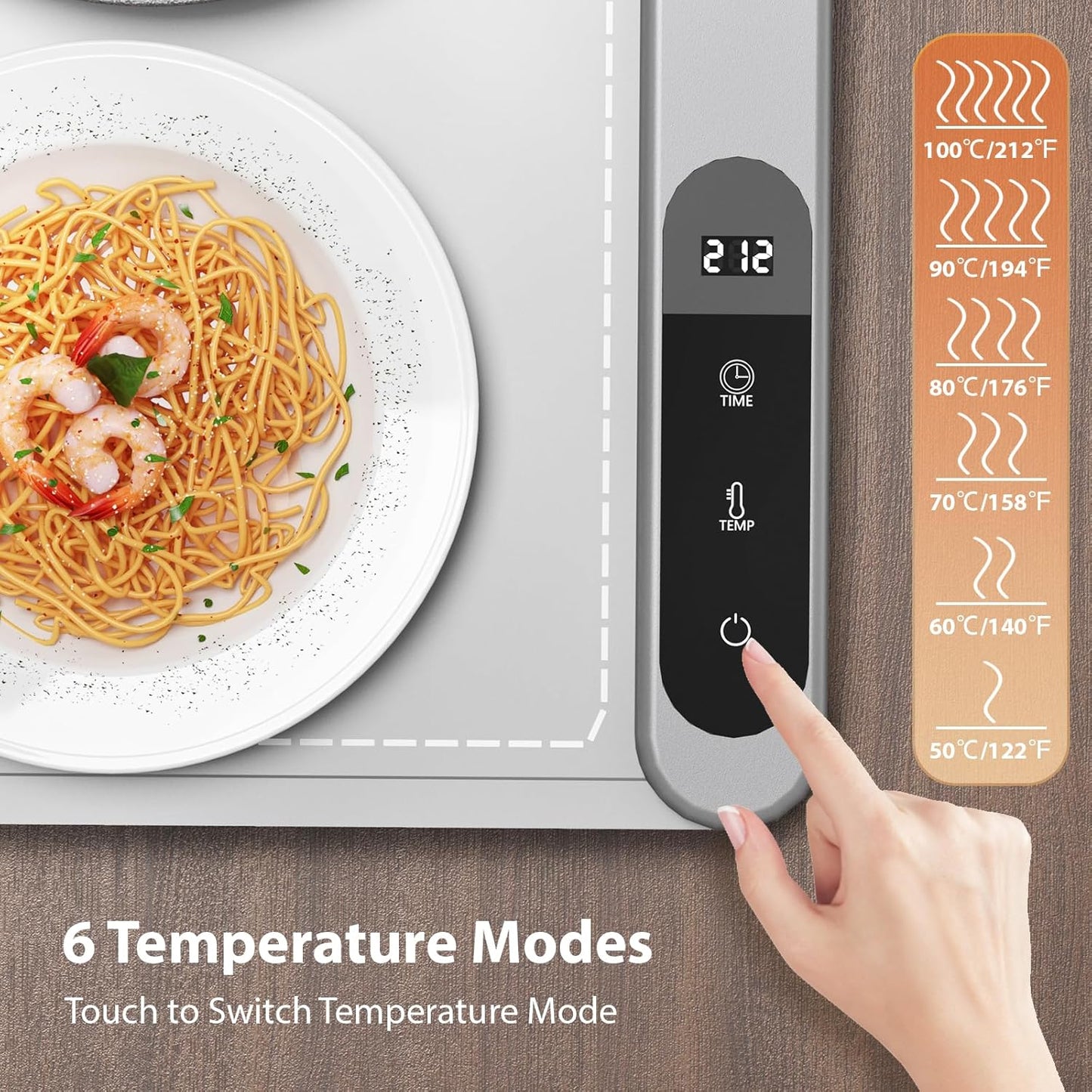 Food Warming Mat, Upgrade Graphene Electric Warming Tray, Fast Full Surface Heating Mat with 6 Level Adjustable Temperature and 6 Hours Timer, Silicone Food Warmers for Gatherings,Parties,Everyday Use