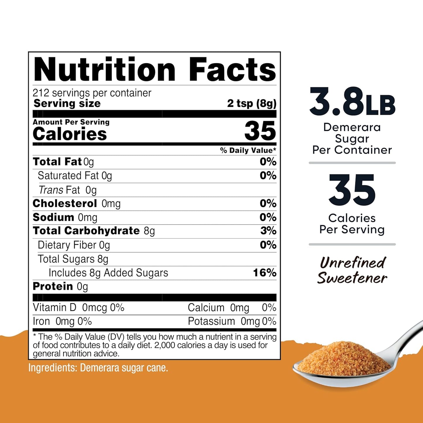 Nutricost Pantry Unrefined Demerara Sugar (4 Pound Bottle) :: Great for Baking, Cooking, Tea, Coffee, Etc. | Raw Cane Demerara (Turbinado) Sugar with Zero Additives