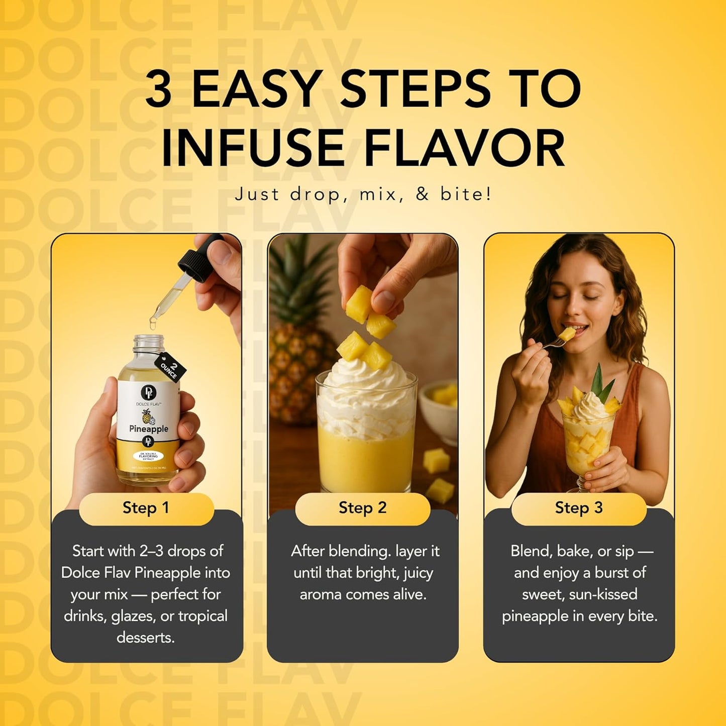 Dolce Flav Pineapple Extract – 2 Ounce Oil-Soluble Kosher, Sugar-Free, Concentrated Tropical Flavor for Candy, Chocolates & Desserts, Includes Measured Dropper