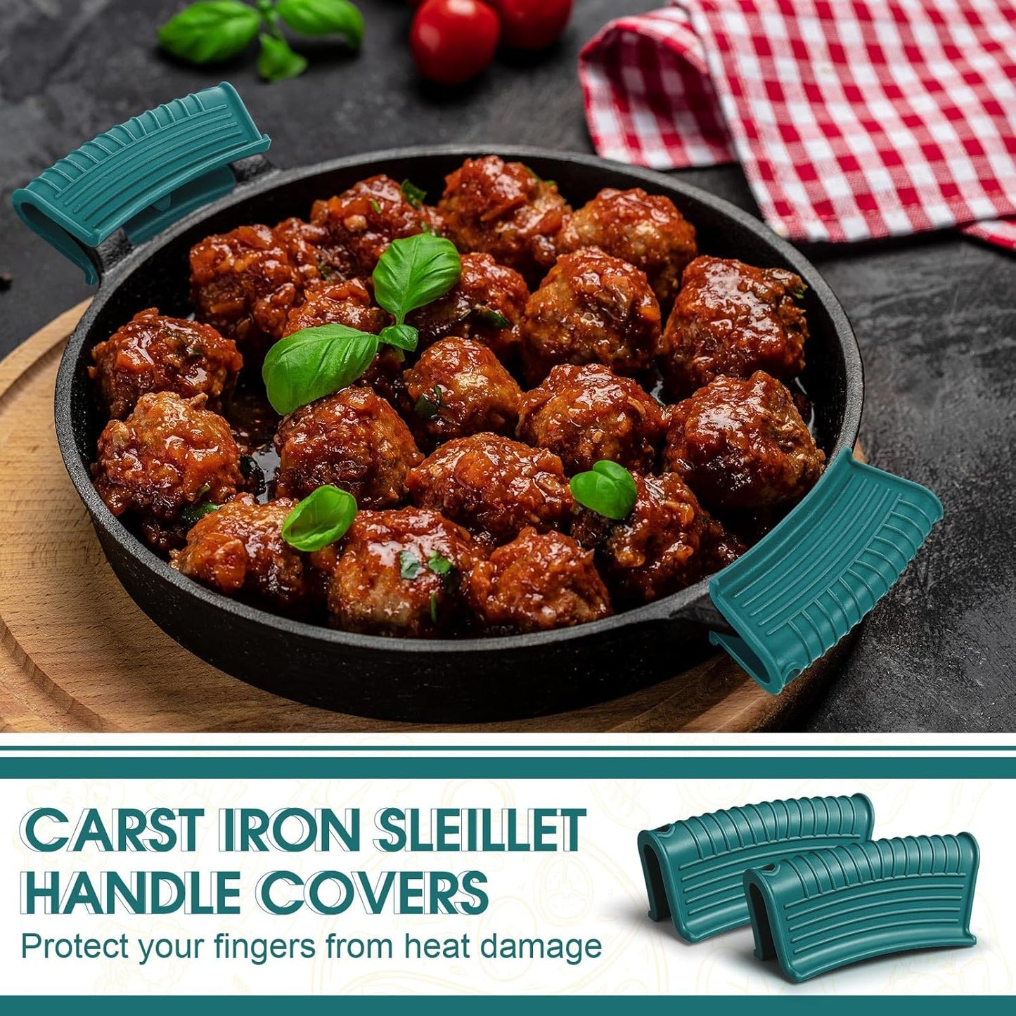 Patelai 4 Pcs Silicone Assist Hot Pan Handle Holder Pot Handle Covers for Cast Iron Skillets Holder Sleeve Nonslip Heat Resistant Pan Cover for Enameled Griddles Casserole Frying Cookware (Green)