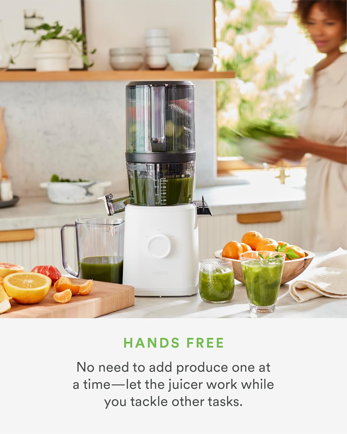 Nama J2 Cold Press Juicer – Self Feeding for Hands-Free Operation with Wide Mouth Hopper for Whole Recipe Loading, Zero Waste Masticating Juicer For More Juice, Less Pulp – Easy Cleanup & Assembly