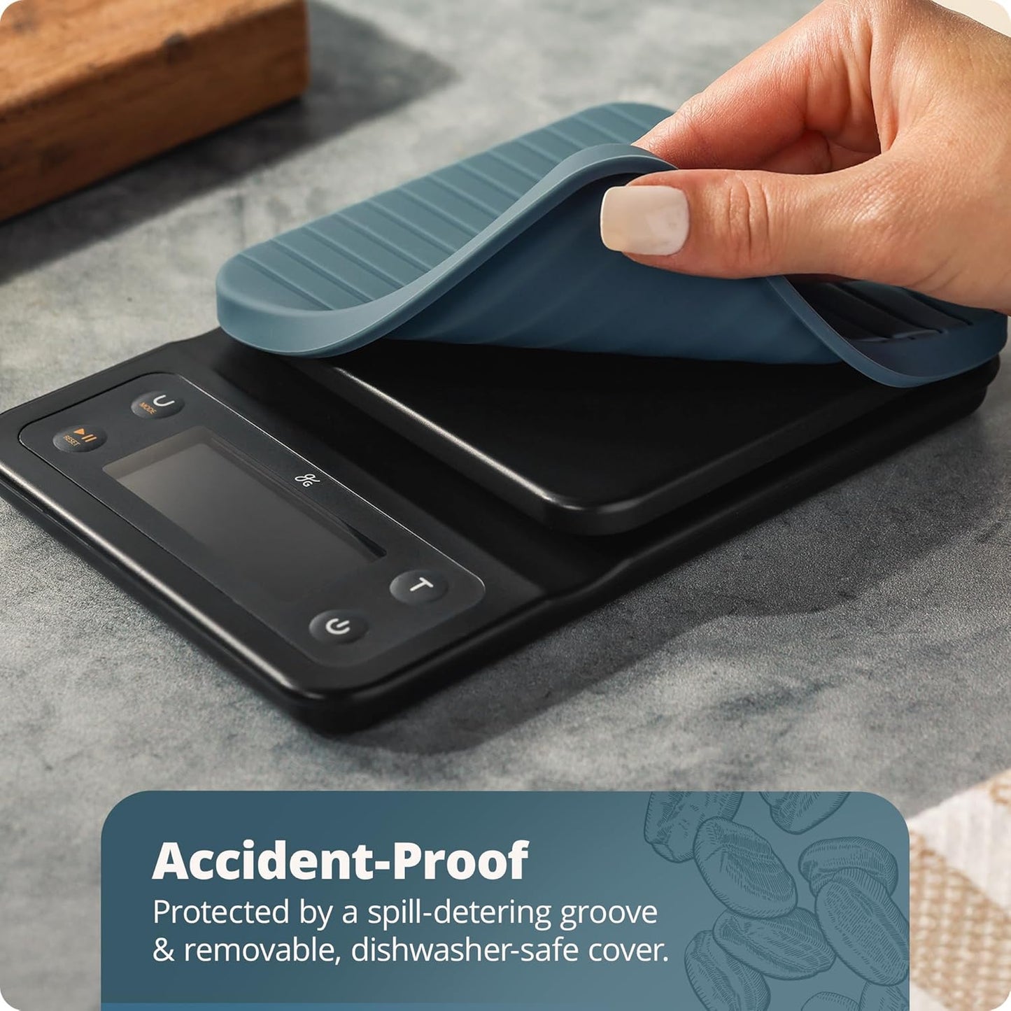 Greater Goods 0.1g Precision Coffee Scale with Timer – 3kg Digital Scale for Pour-Over, Espresso, French Press, Kitchen Use (Stone Blue)