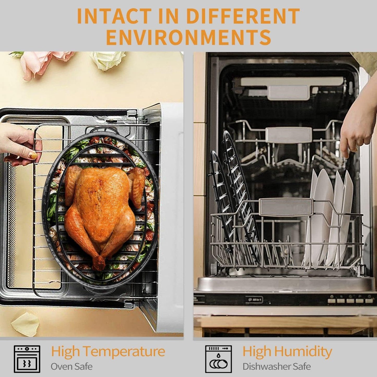 JY COOKMENT Roasting Rack with Integrated Feet, Cooling Drying Rack With Enameled Coating, PTFE Free, Great for Cooking, Roasting, Drying, Grilling, Dishwasher Safe (12.5"x8.5")