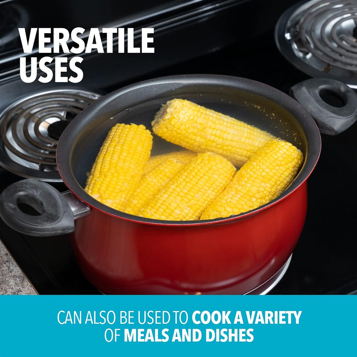 Bialetti 5.5 Quart Pasta Pot with Strainer Lid, Red – Elongated Oval Pot for Longer Spaghetti, Lasagna, Penne & Farfalle Noodles, Heat Resistant Handles & Nonstick Interior, Large Pot for Cooking