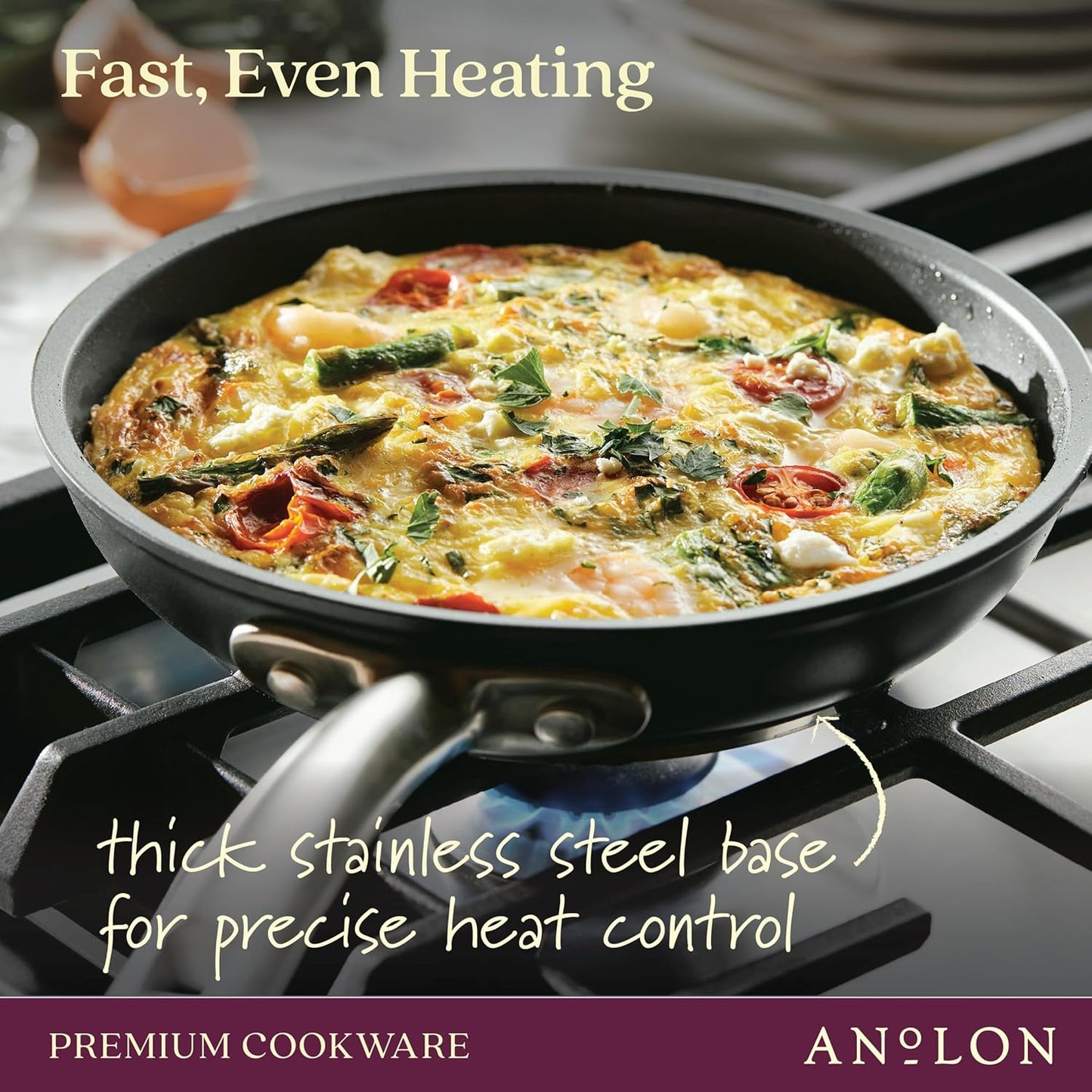 Anolon Accolade Forged Hard Anodized Nonstick Frying Pan/Skillet, 8 Inch, Moonstone Gray