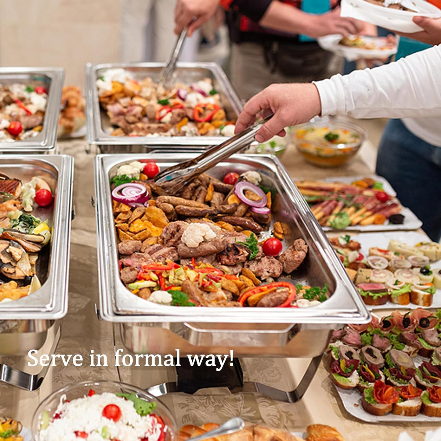 Chafing Dishes Buffet Set [2/4 Pack] Commercial Catering Food Warmers for Parties 9QT Buffet Servers and Warmers Stainless Steel Foldable Chafer with Lid